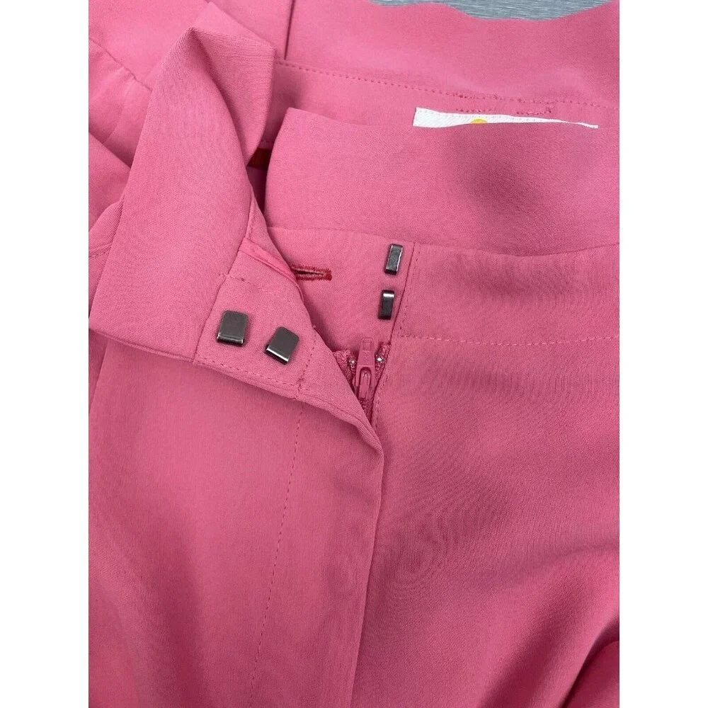 Boden Melina Pink Poppy Paperbag Pants Belted High Rise Straight Leg Size 10R - Picture 7 of 15